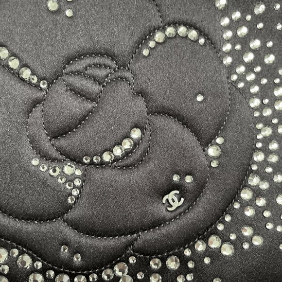 Chanel Satin Party Cocktail Small purse bag camellia Crystals rhinestones - Picture 6 of 9